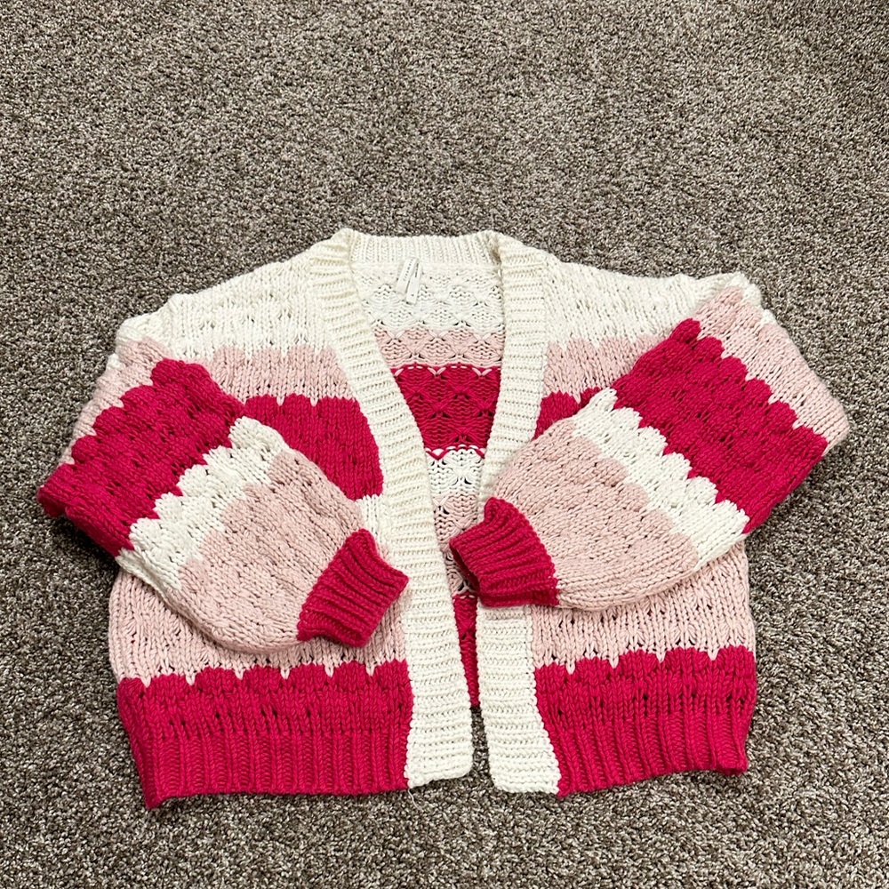 Pink and white chunky sweater